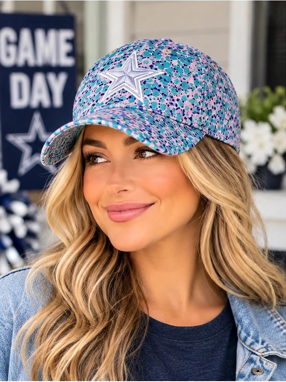 Dallas Cowboys Women’s Splatter Print Star Cap NFL licensed ‘47 Brand-One Size